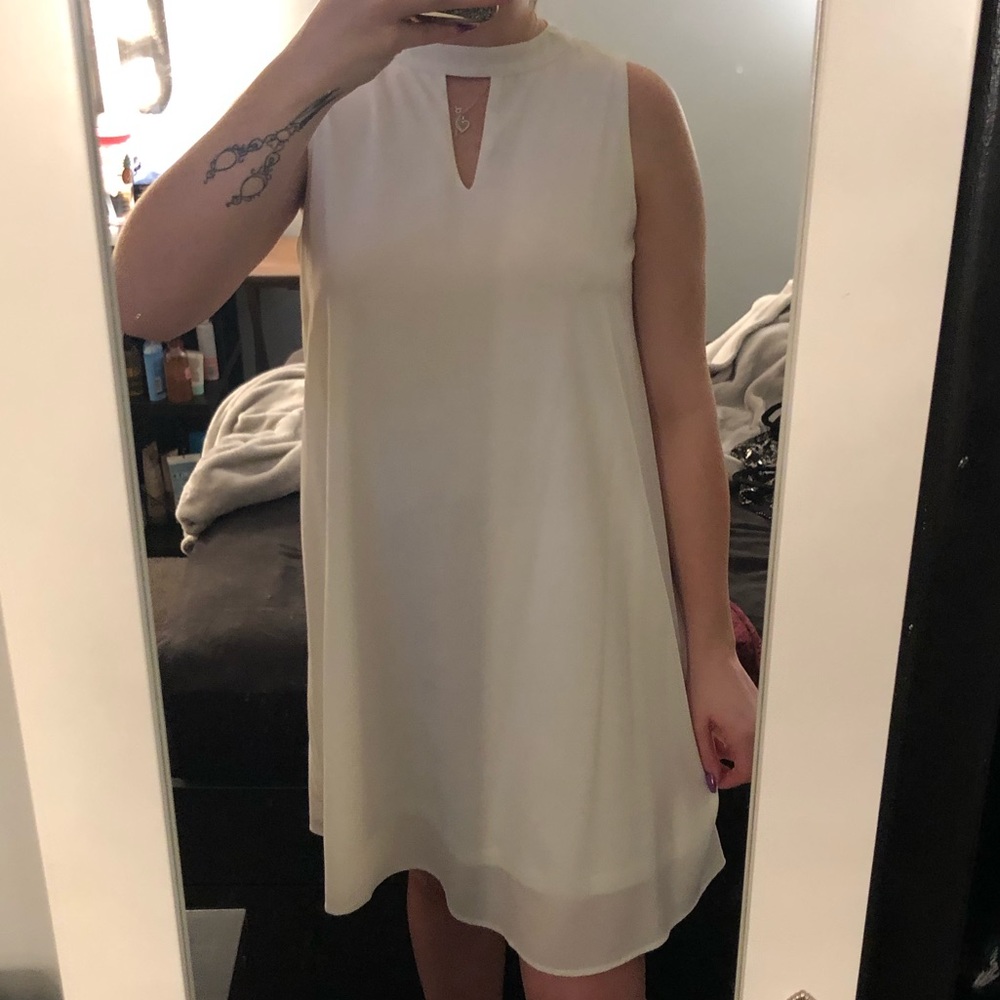white keyhole shift dress